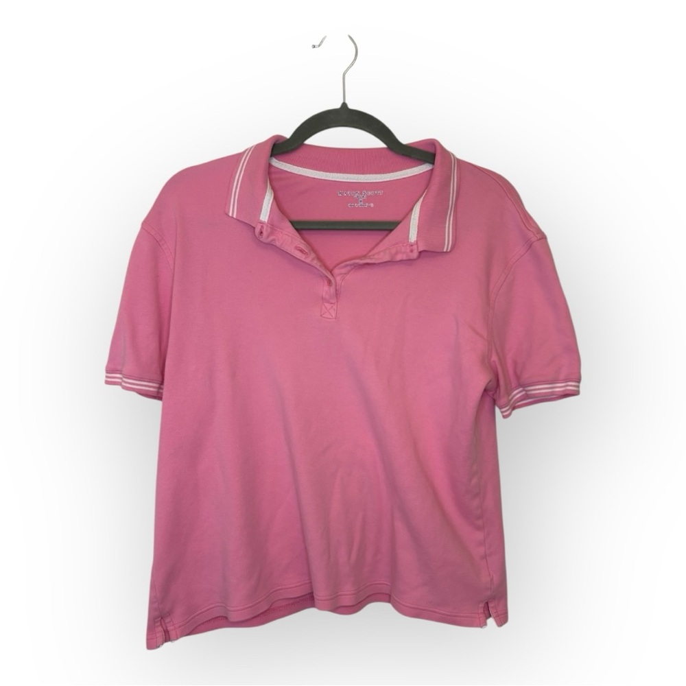 Karen Scott Sport Pink Polo Shirt Y2K Retro Preppy Casual Golf Top Medium